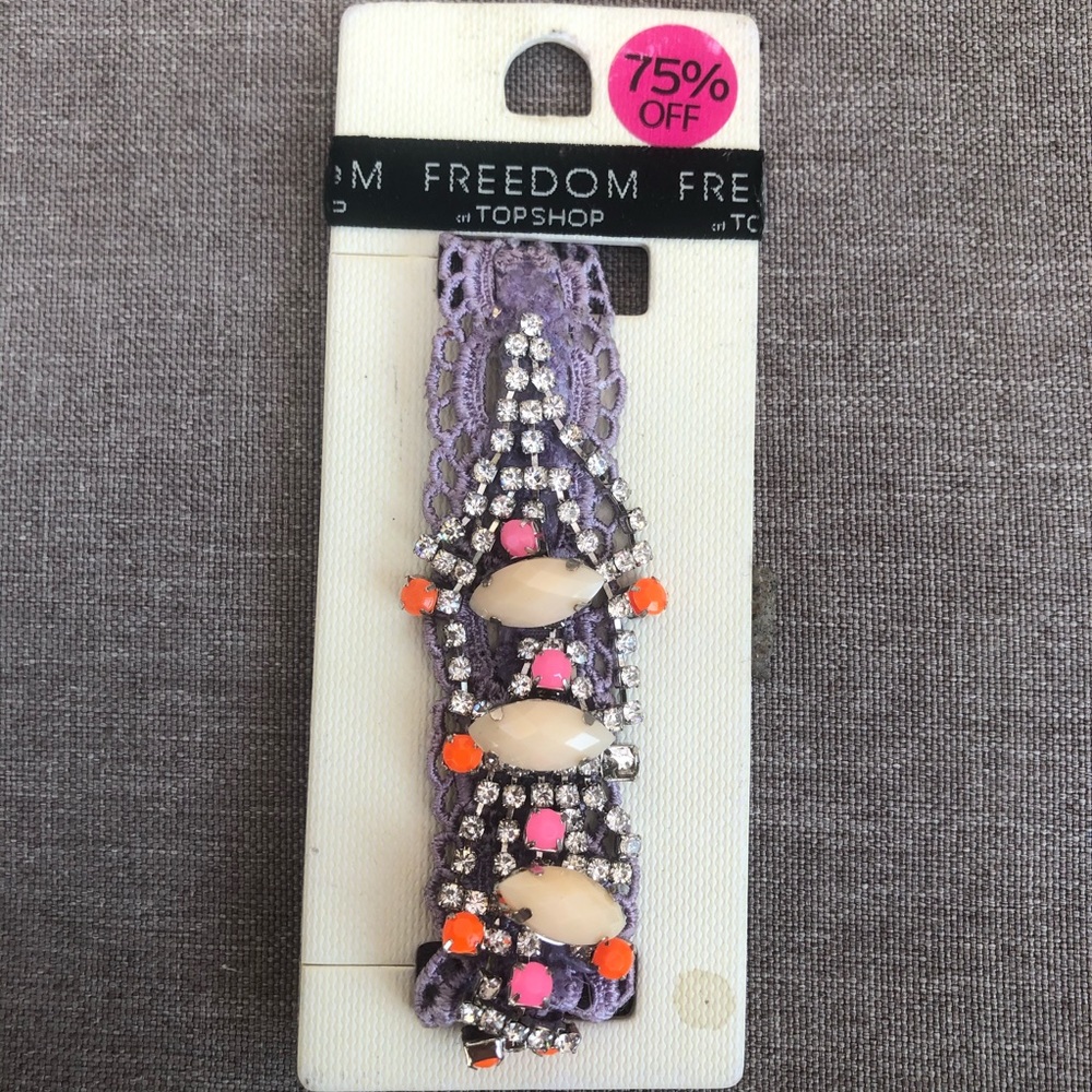 NWT Topshop Purple Lace Rhinestone Boho Bracelet